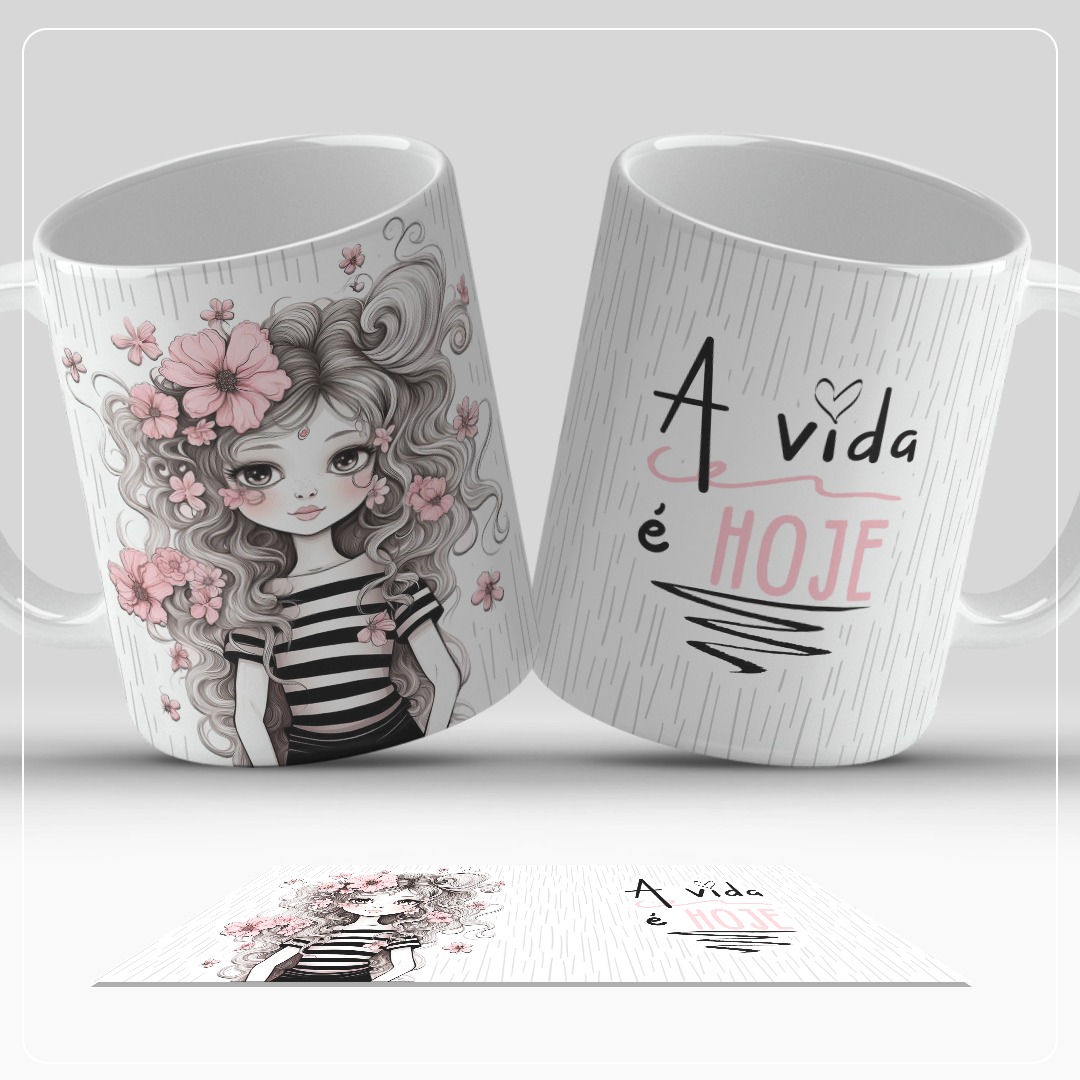 Caneca temática com arte estilizada