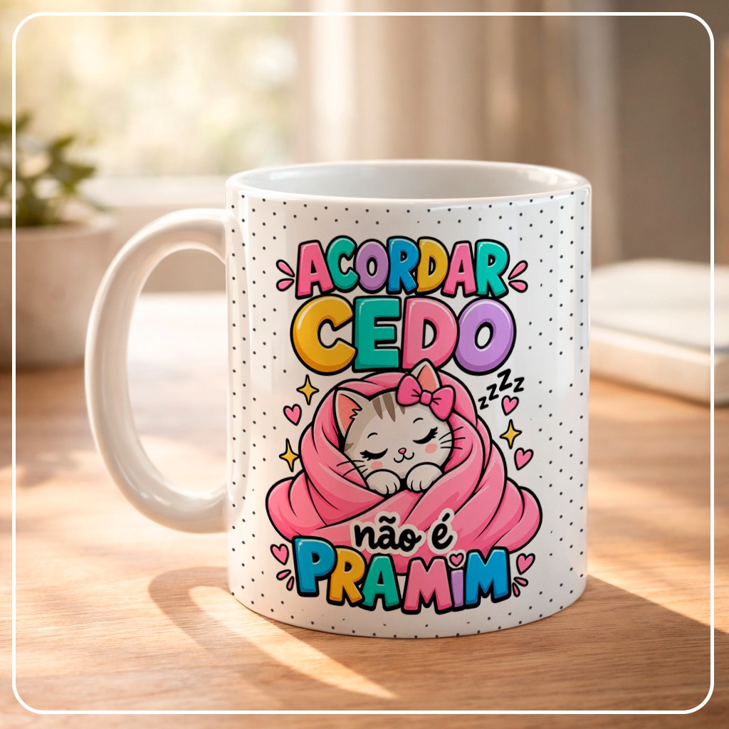 Caneca personalizada com frases e ilustrações