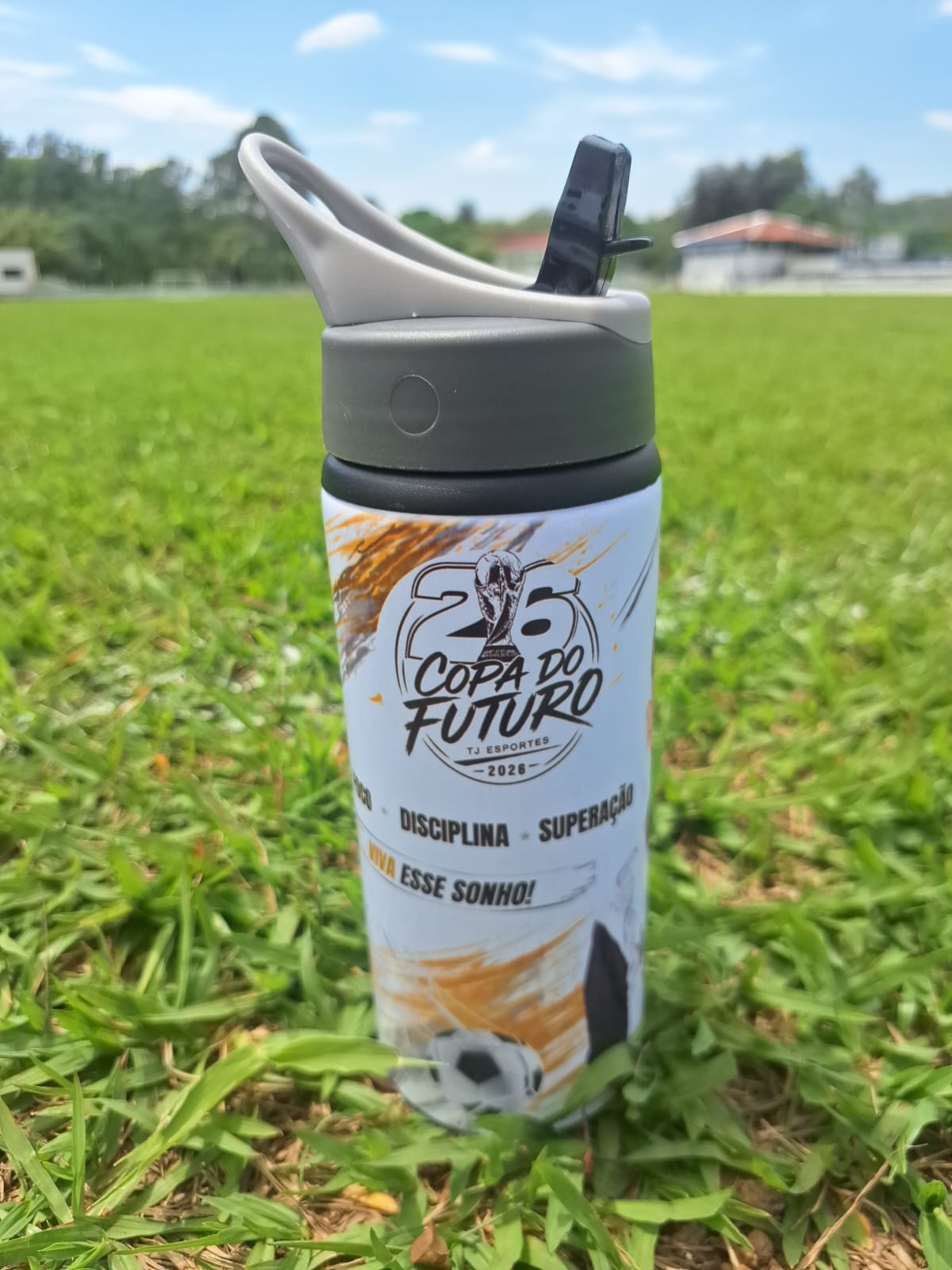 Verso da Garrafa Personalizada com lema Viva Esse Sonho